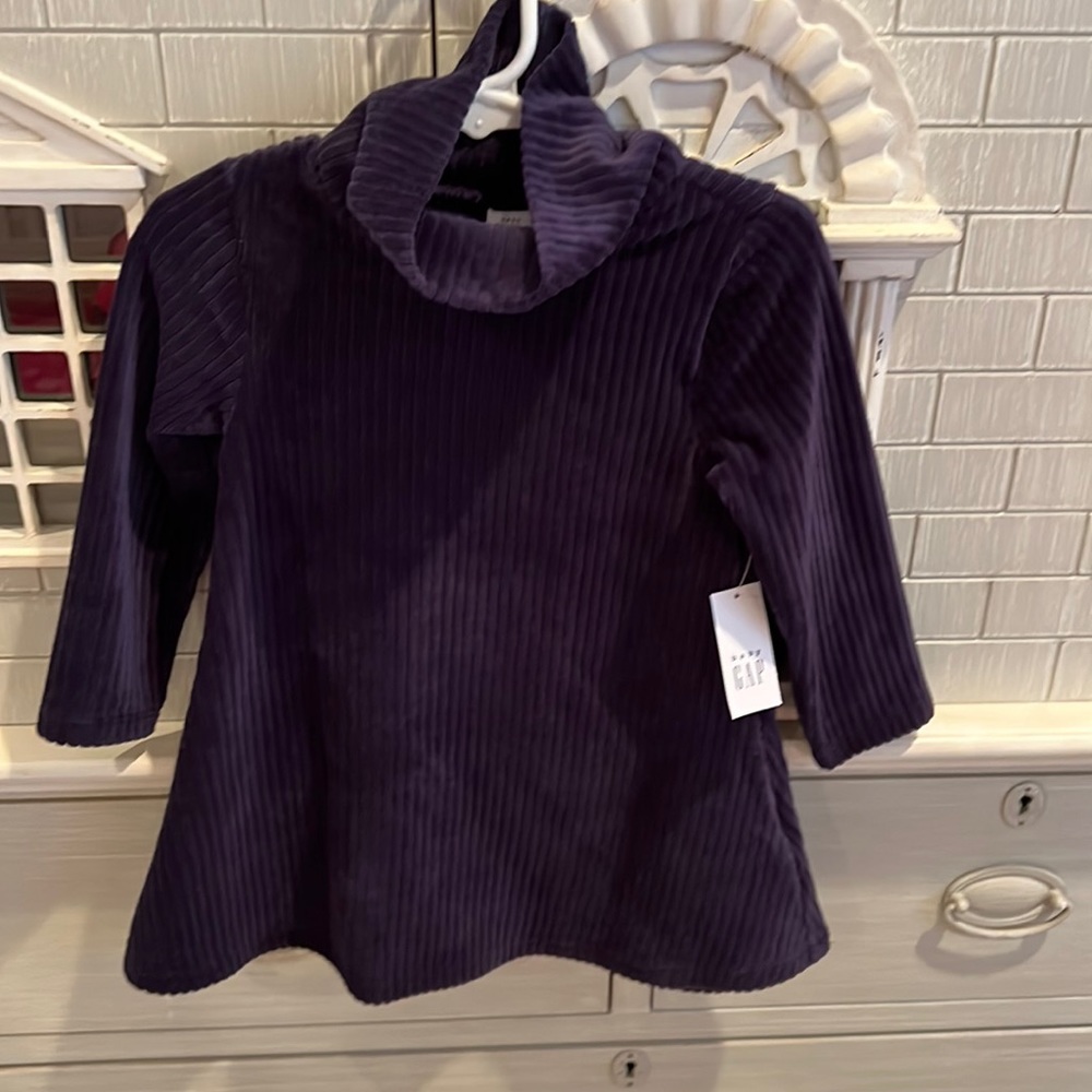 Gap toddler girls ribbed velour navy turtleneck dress new with tags